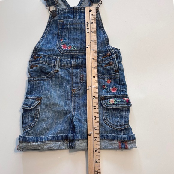 Levi Strauss Denim Floral Embroidered Shortalls Overalls 12 Months - Picture 10 of 10